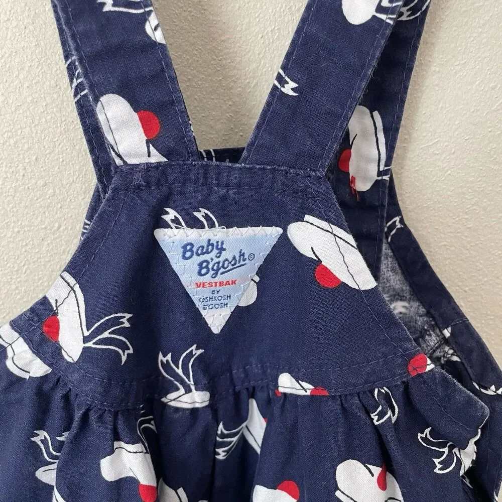 Vintage Oshkosh B'Gosh Beret Hat Baby Overalls Made USA Size 12 Months Vestbak